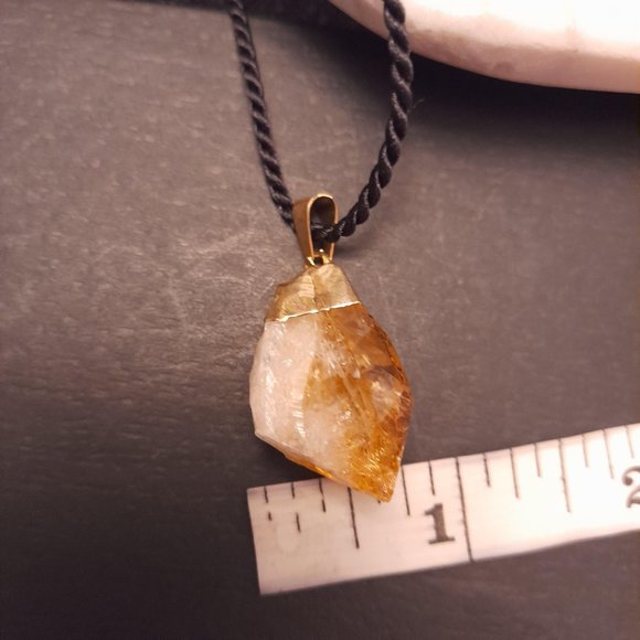 Raw Citrine Pendant on a Silk Chord - Picture 7 of 9